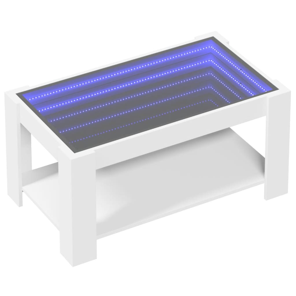 Mesa de centro c/ LEDs 93x53x45 cm derivados de madeira branco - Image 2