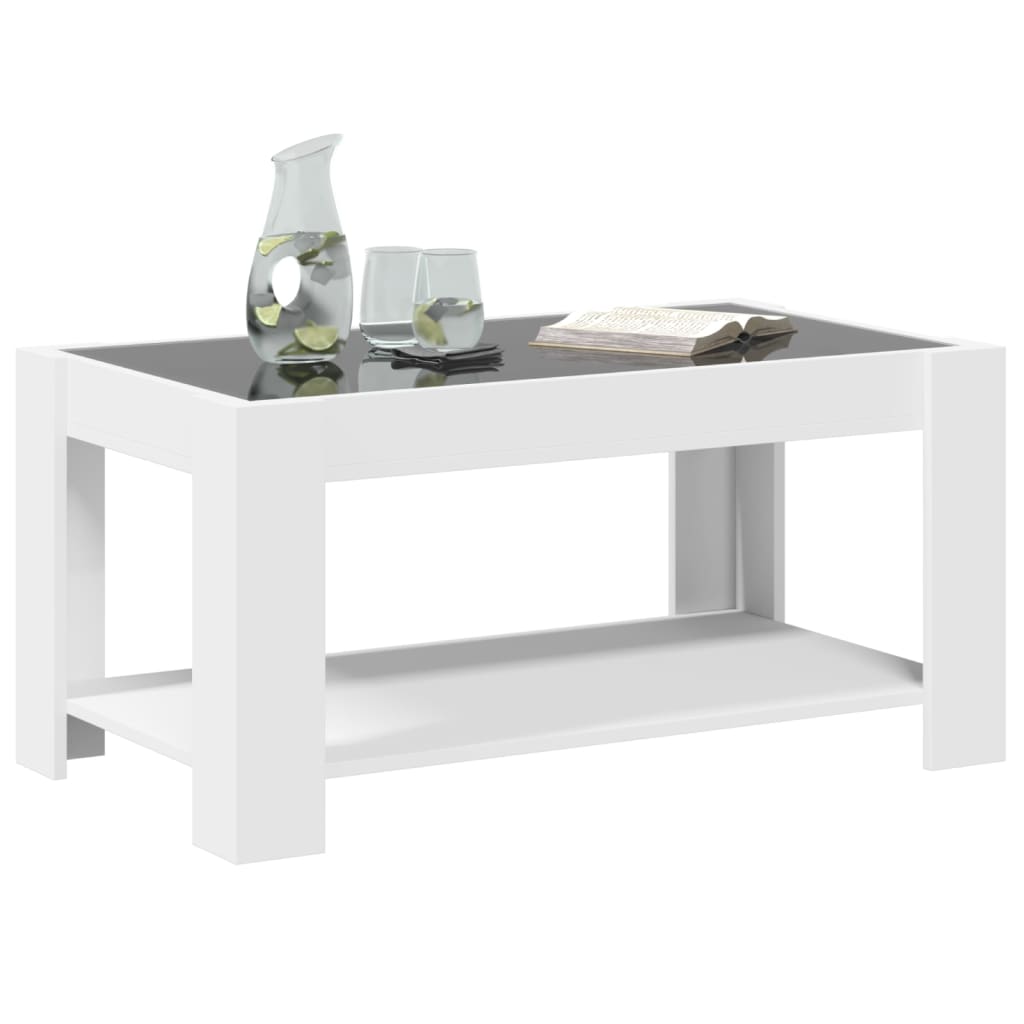Mesa de centro c/ LEDs 93x53x45 cm derivados de madeira branco - Image 4