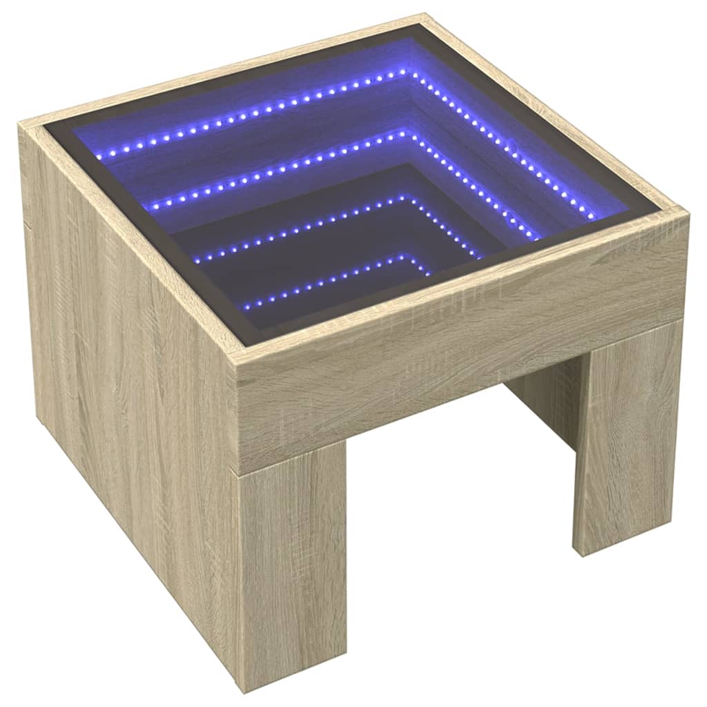Mesa de centro luzes LED Infinity 40x40x30 cm carvalho sonoma - Image 2