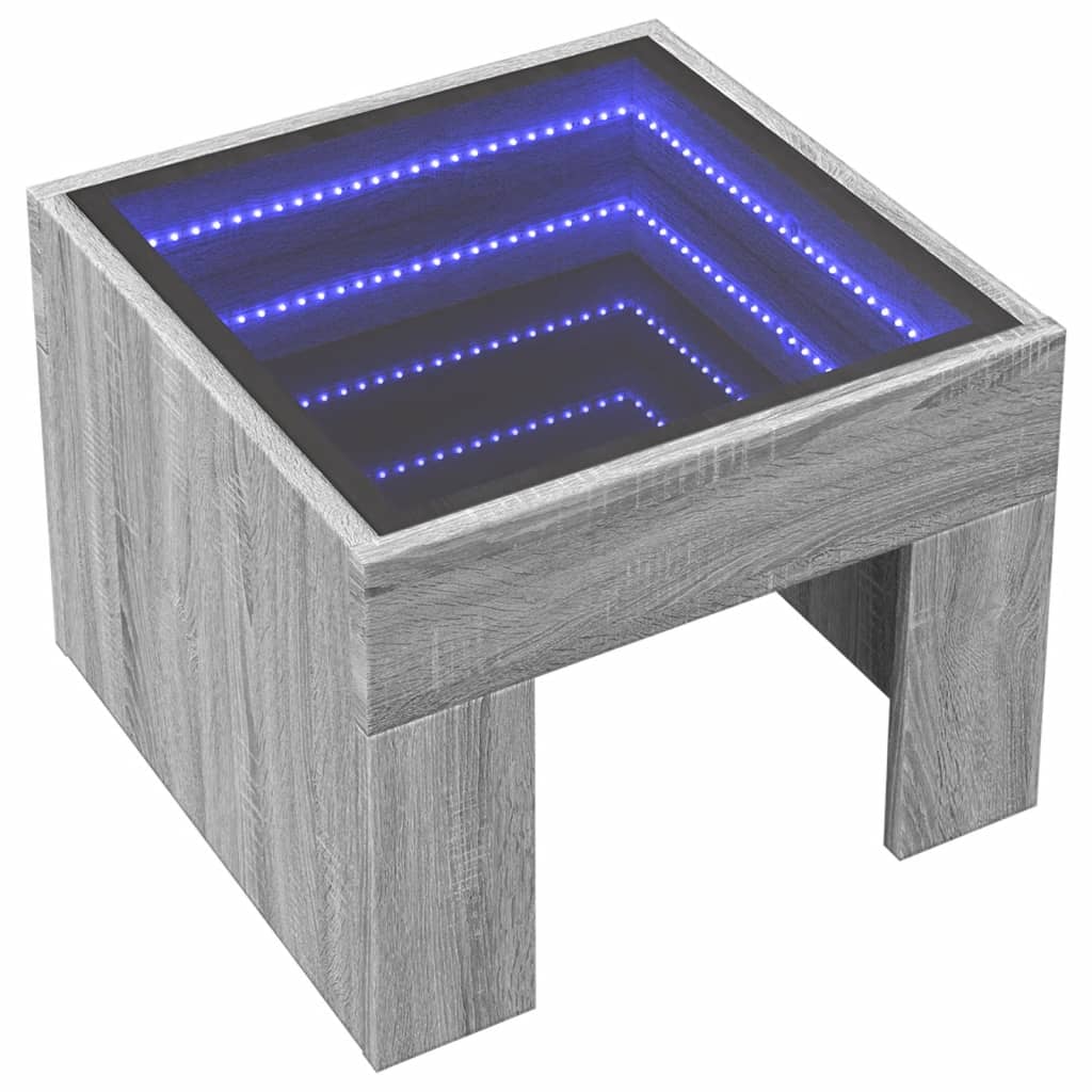Mesa de centro luzes LED Infinity 40x40x30 cm cinzento sonoma - Image 2