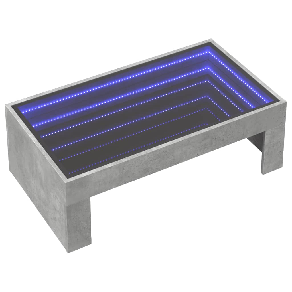 Mesa de centro luzes LED Infinity 90x50x30 cm cinzento cimento - Image 2
