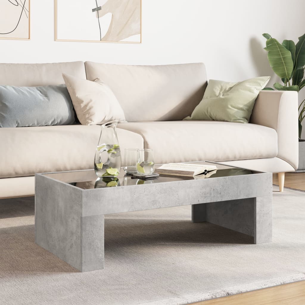 Mesa de centro luzes LED Infinity 90x50x30 cm cinzento cimento - Image 3