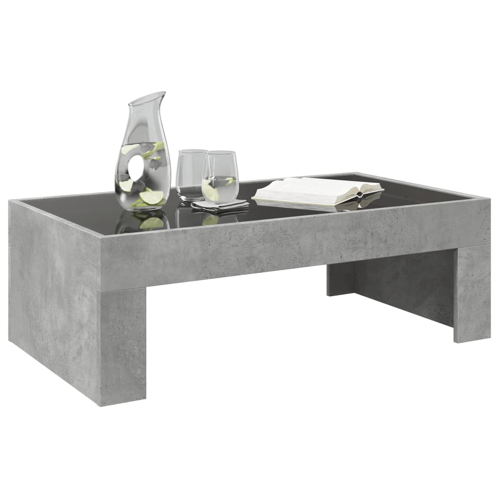 Mesa de centro luzes LED Infinity 90x50x30 cm cinzento cimento - Image 4