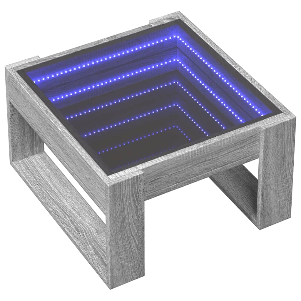 Mesa de centro luzes LED Infinity 50x53x30 cm cinzento sonoma - Image 2