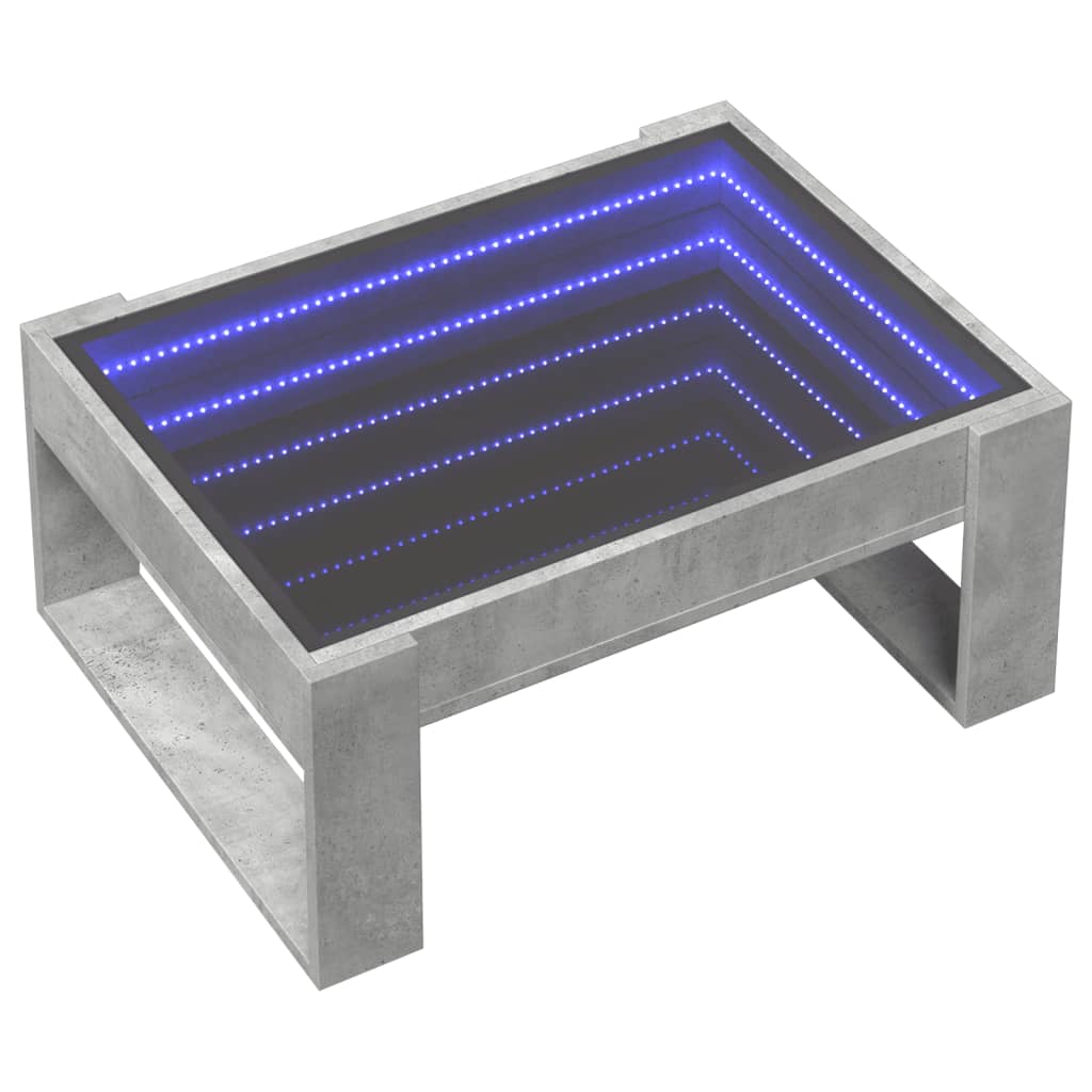 Mesa de centro luzes LED Infinity 70x53x30 cm cinzento cimento - Image 2