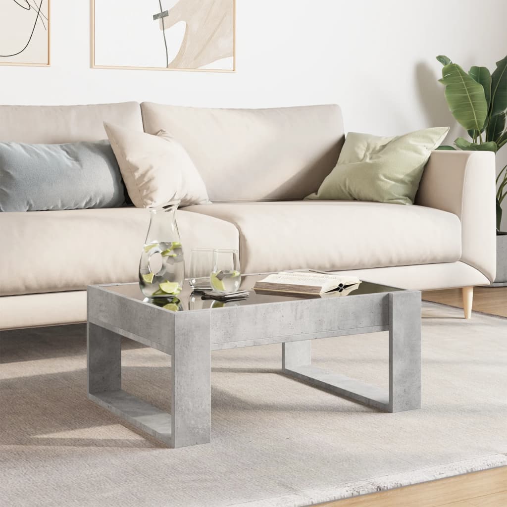 Mesa de centro luzes LED Infinity 70x53x30 cm cinzento cimento - Image 3