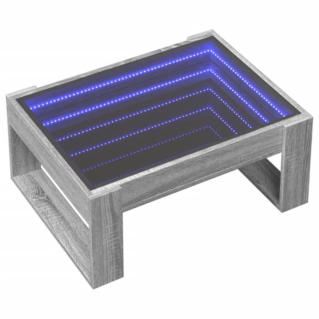 Mesa de centro luzes LED Infinity 70x53x30 cm cinzento sonoma - Image 2