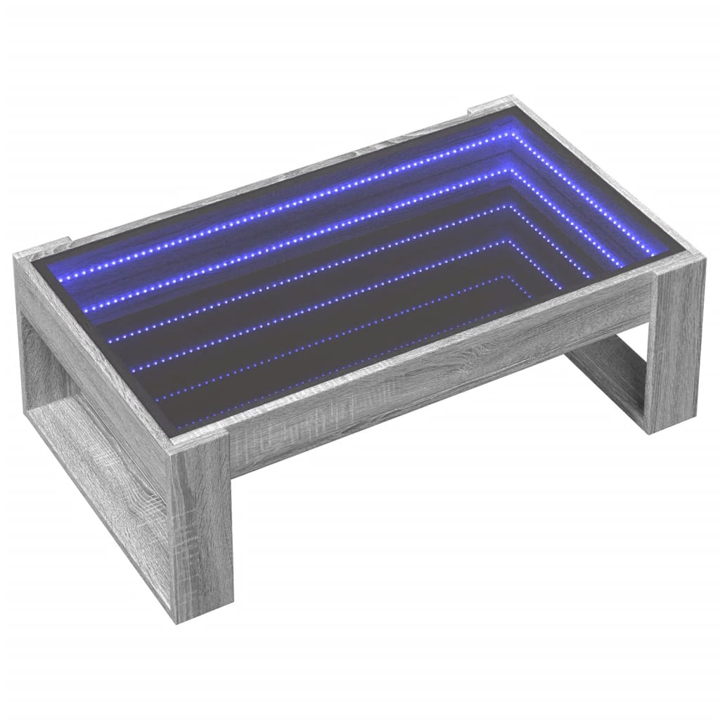 Mesa de centro luzes LED Infinity 90x53x30 cm cinzento sonoma - Image 2