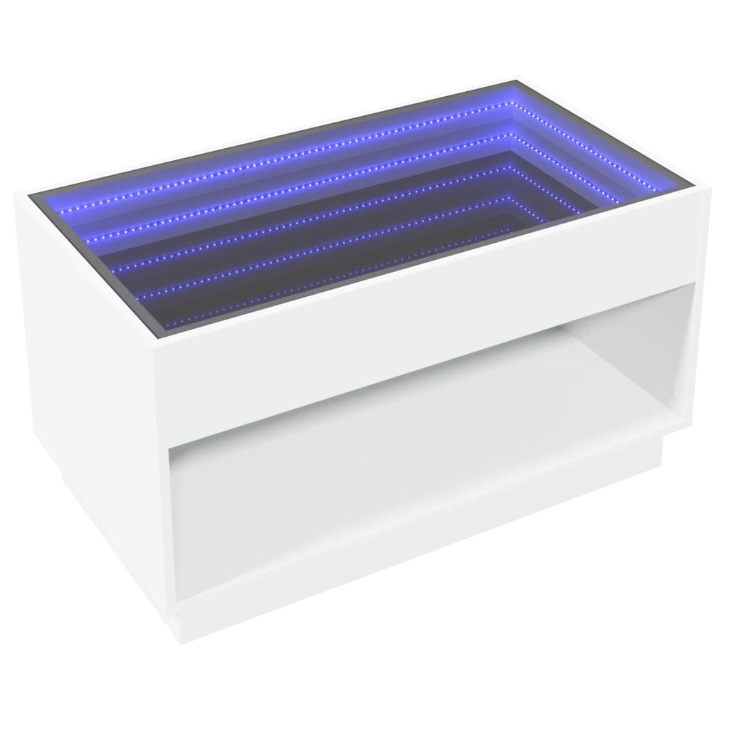 Mesa de centro luzes LED Infinity 90x50x50 cm branco - Image 4