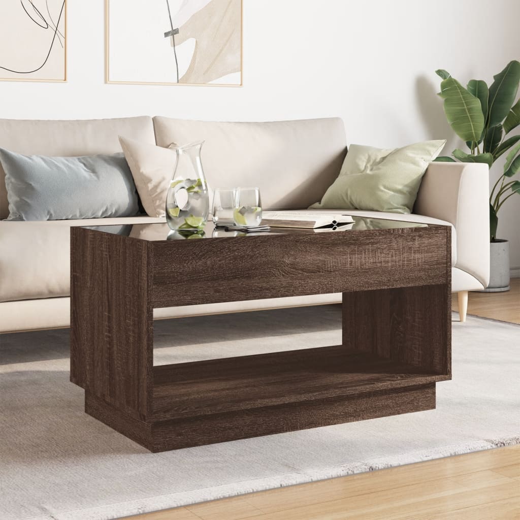 Mesa de centro luzes LED Infinity 90x50x50 cm carvalho castanho - Image 2