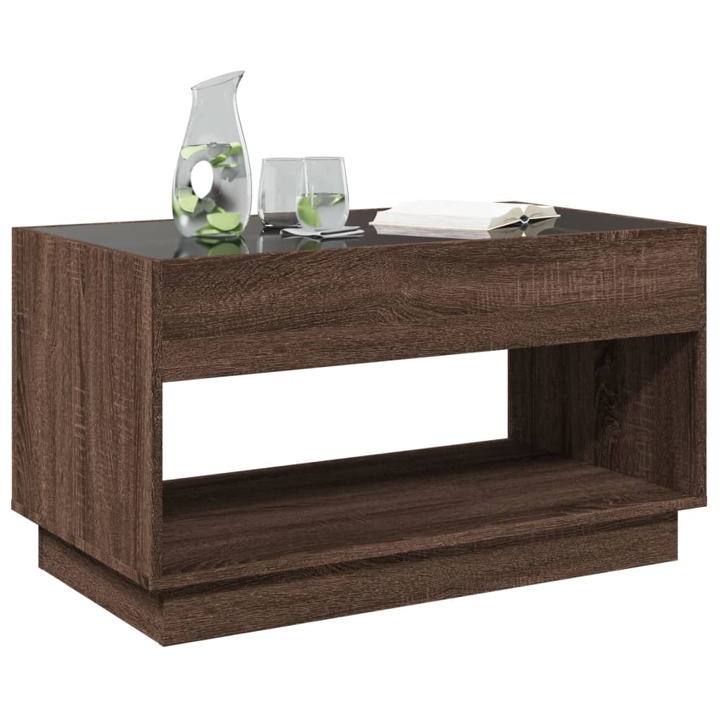 Mesa de centro luzes LED Infinity 90x50x50 cm carvalho castanho - Image 3