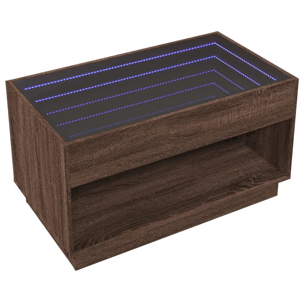 Mesa de centro luzes LED Infinity 90x50x50 cm carvalho castanho - Image 4