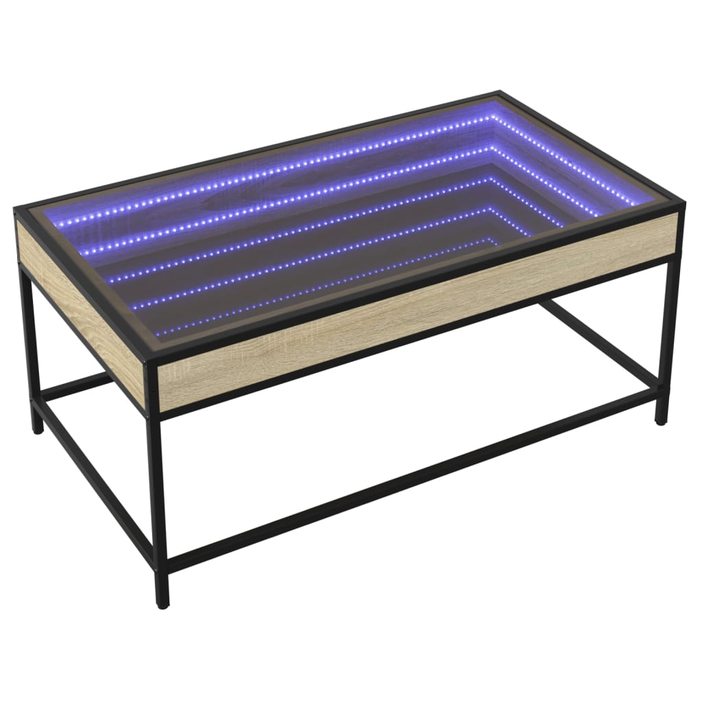 Mesa de centro luzes LED Infinity 90x50x41 cm carvalho sonoma - Image 2