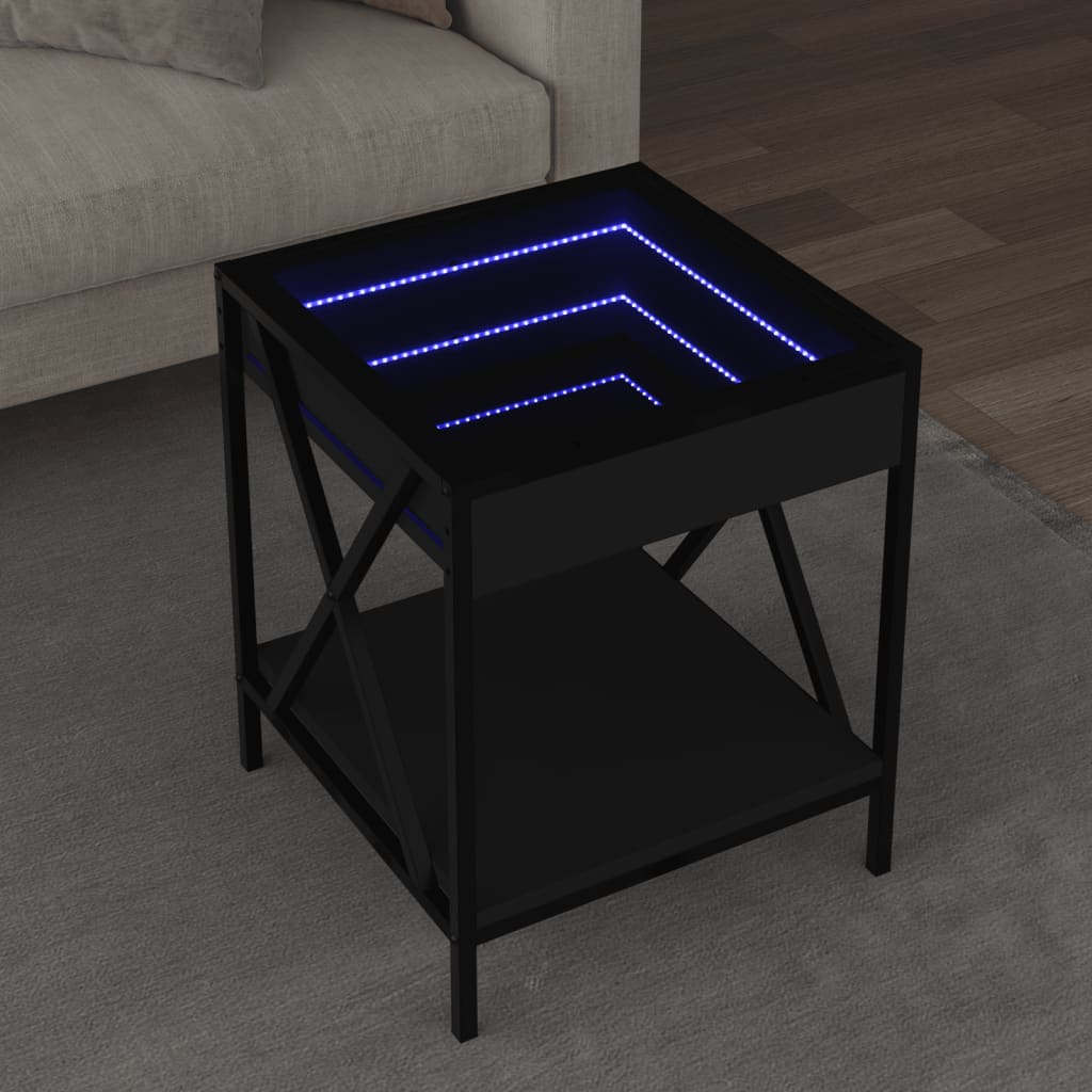 Mesa de centro com luzes LED Infinity 40x40x49 cm preto