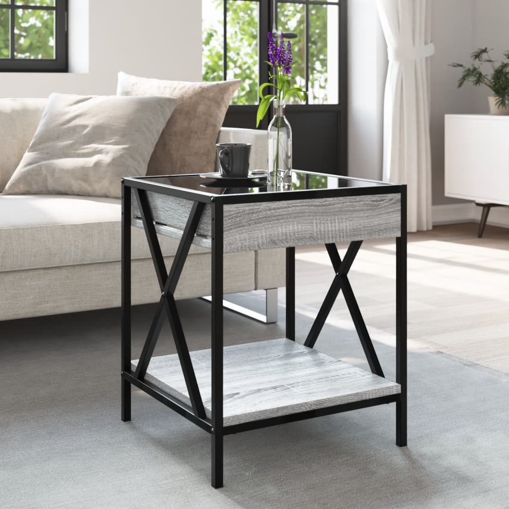 Mesa de centro luzes LED Infinity 40x40x49 cm cinzento sonoma - Image 3