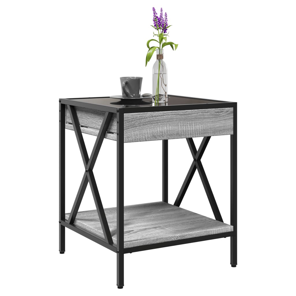 Mesa de centro luzes LED Infinity 40x40x49 cm cinzento sonoma - Image 4