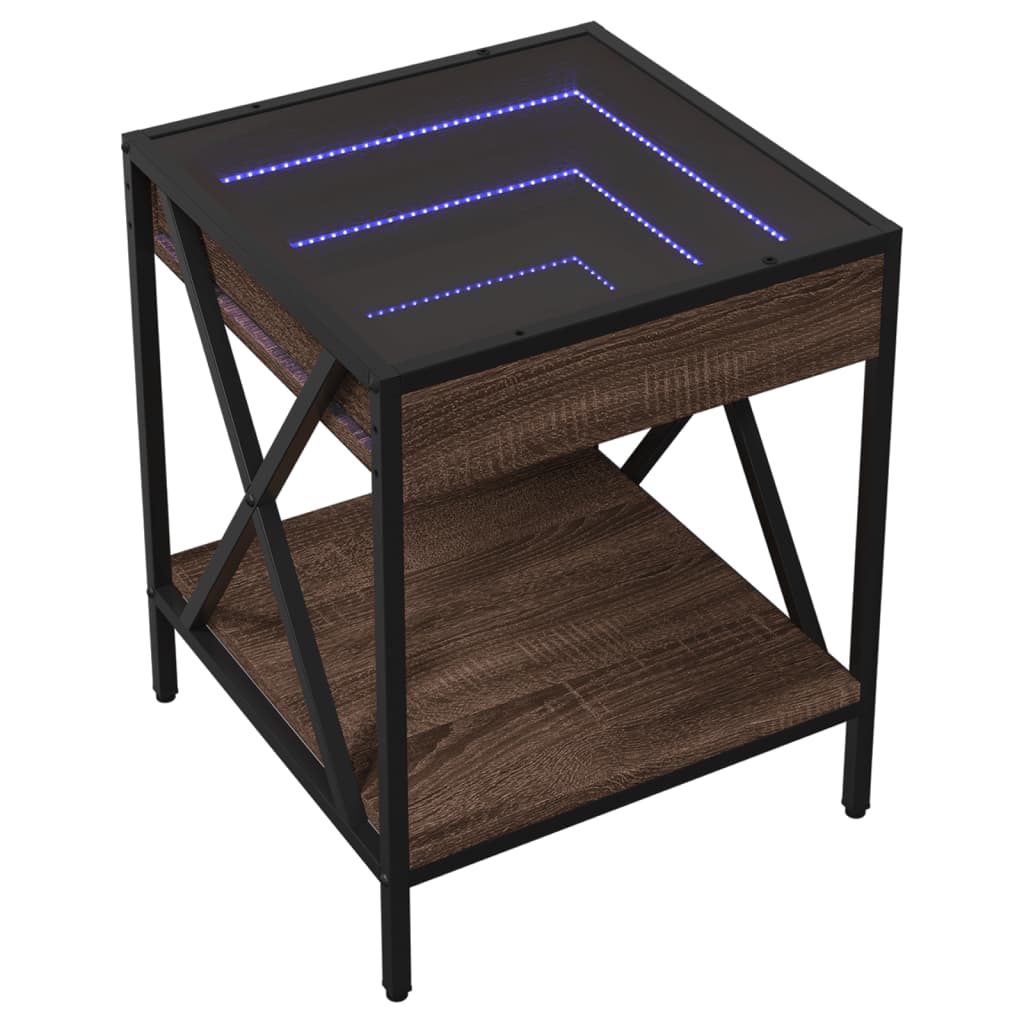Mesa de centro luzes LED Infinity 40x40x49 cm carvalho castanho - Image 2