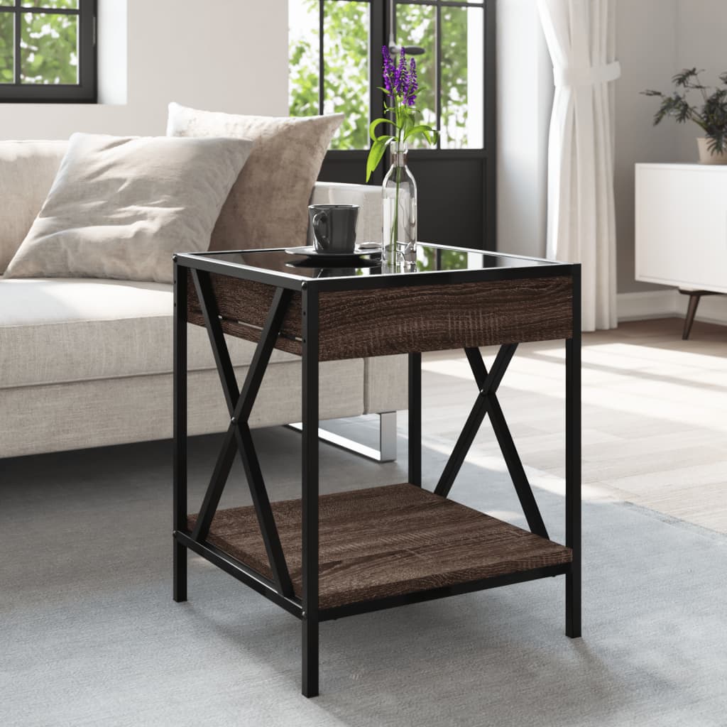 Mesa de centro luzes LED Infinity 40x40x49 cm carvalho castanho - Image 3