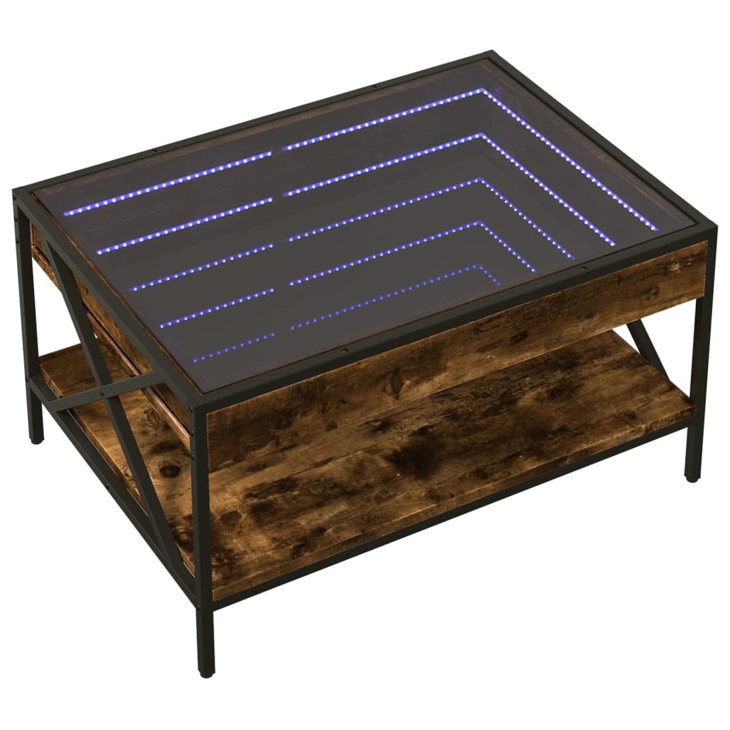 Mesa de centro luzes LED Infinity 70x50x38 cm carvalho fumado - Image 2