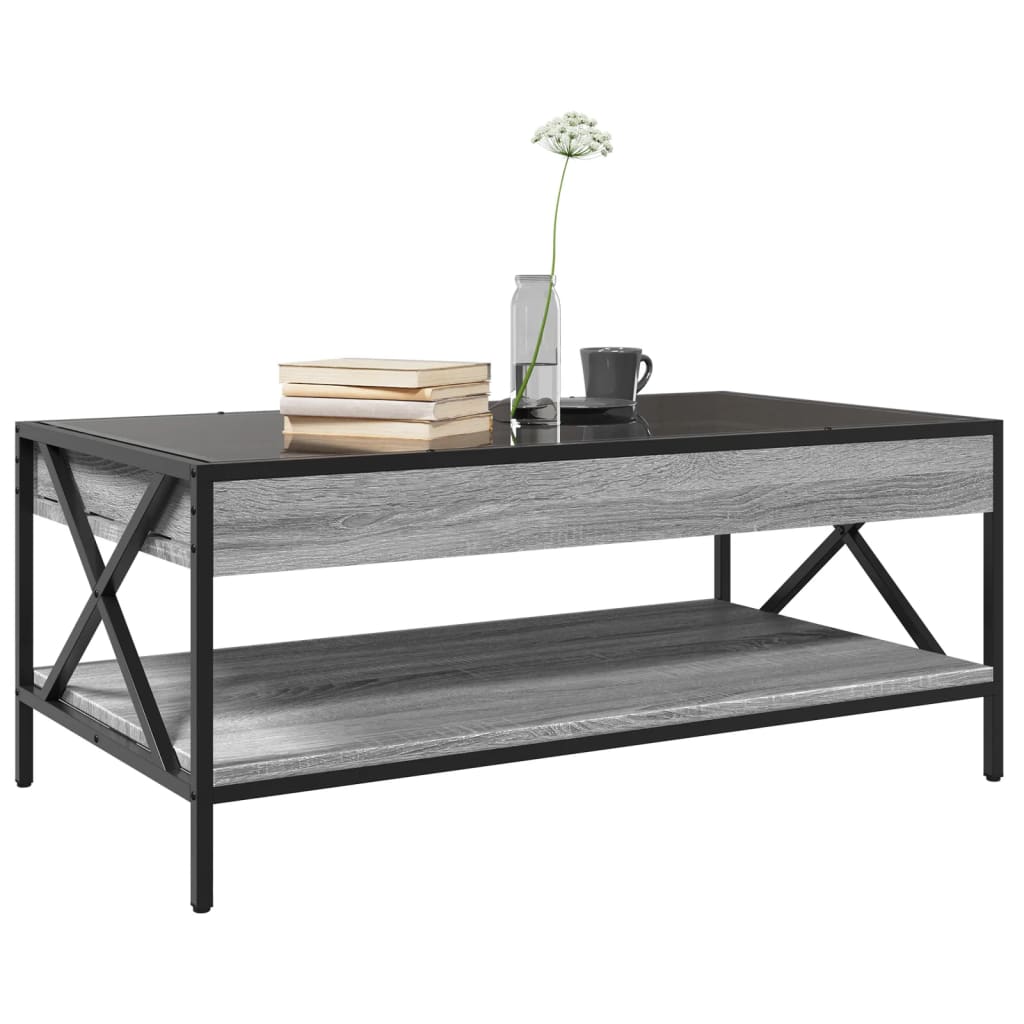 Mesa de centro luzes LED Infinity 90x50x38 cm cinzento sonoma - Image 4