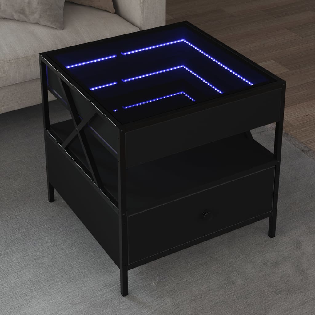 Mesa de centro c/ luzes LED Infinity 50x50x51 cm preto