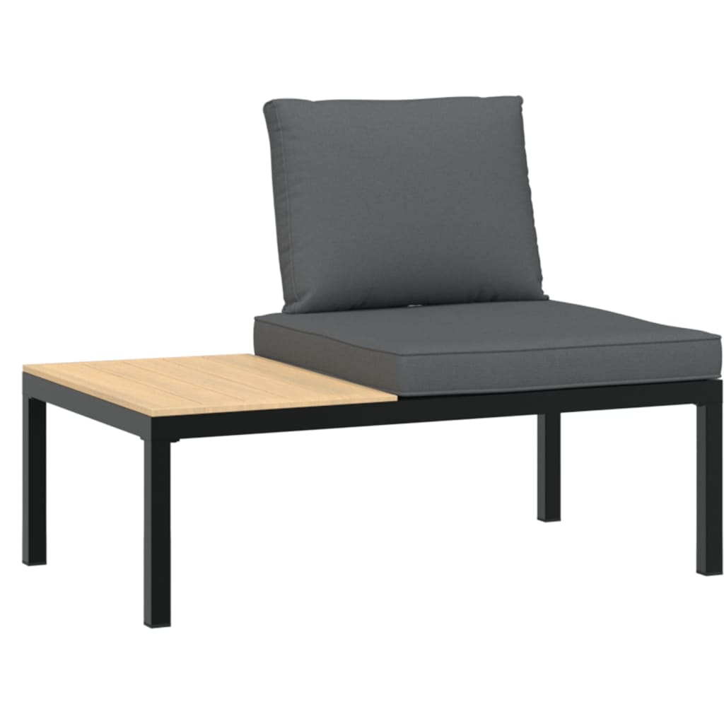 7 pcs conjunto de sofás p/ jardim c/ almofadões alumínio preto - Image 3