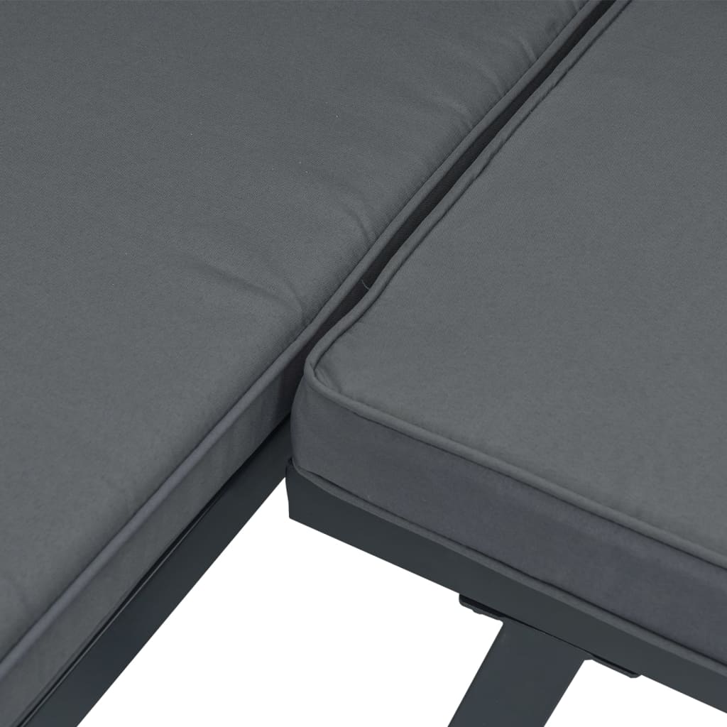 7 pcs conjunto de sofás p/ jardim c/ almofadões alumínio preto - Image 6