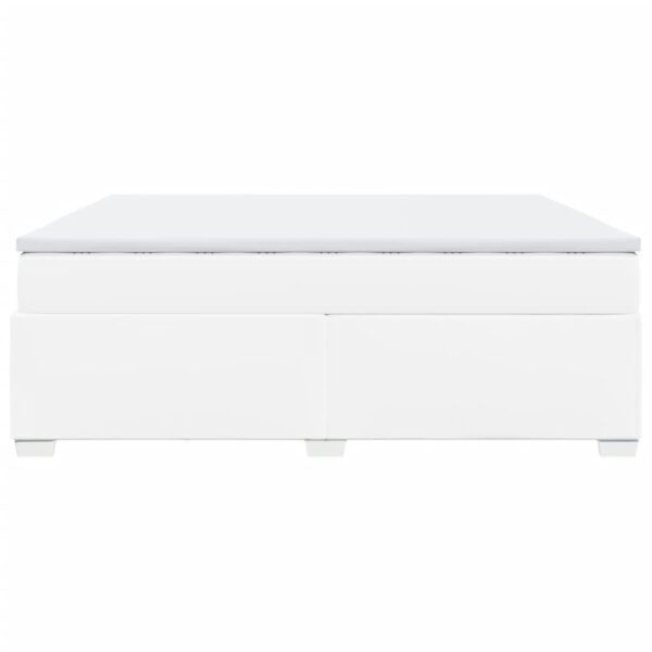 Cama com molas/colchão 200x200 cm couro artificial branco - Image 7