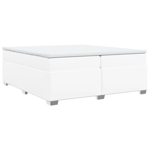 Cama com molas/colchão 200x200 cm couro artificial branco - Image 8