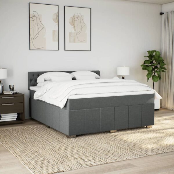 Cama com molas/colchão 180x200 cm tecido cinzento-escuro - Image 2