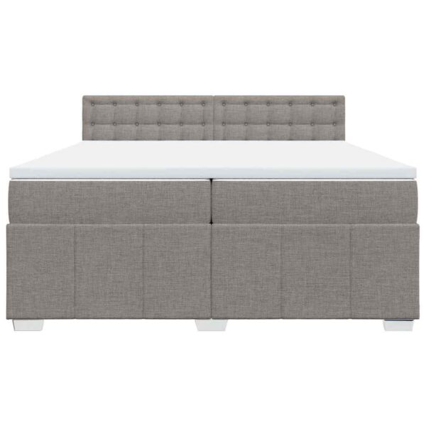 Cama com molas/colchão 200x200 cm tecido castanho-acinzentado - Image 3