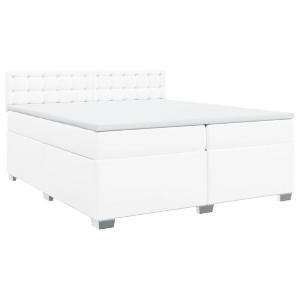 Cama com molas/colchão 200x200 cm couro artificial branco - Image 2