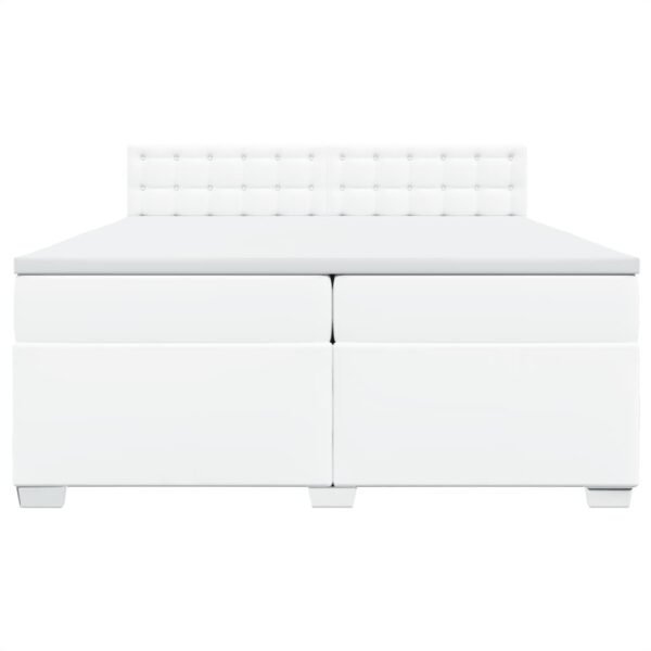 Cama com molas/colchão 200x200 cm couro artificial branco - Image 5