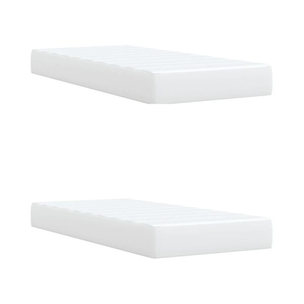Cama com molas/colchão 200x200 cm couro artificial branco - Image 8
