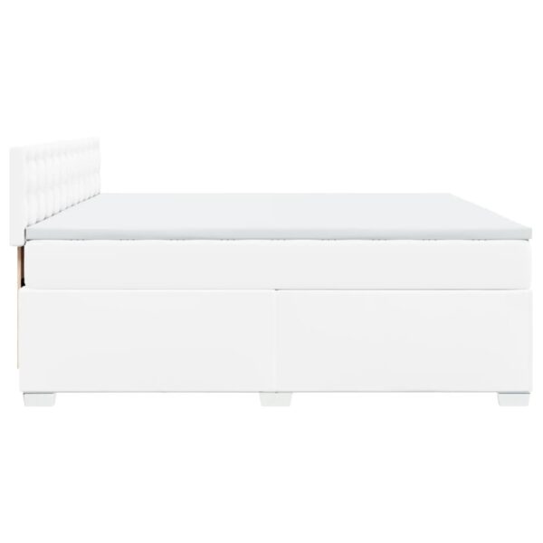 Cama com molas/colchão 200x200 cm couro artificial branco - Image 10
