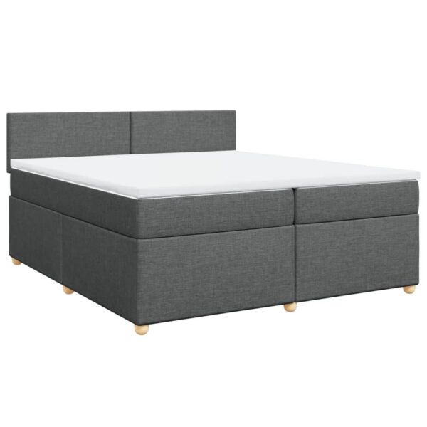 Cama com molas/colchão 200x200 cm tecido cinzento-escuro - Image 2