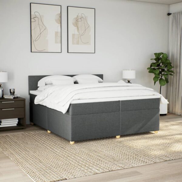 Cama com molas/colchão 200x200 cm tecido cinzento-escuro - Image 3