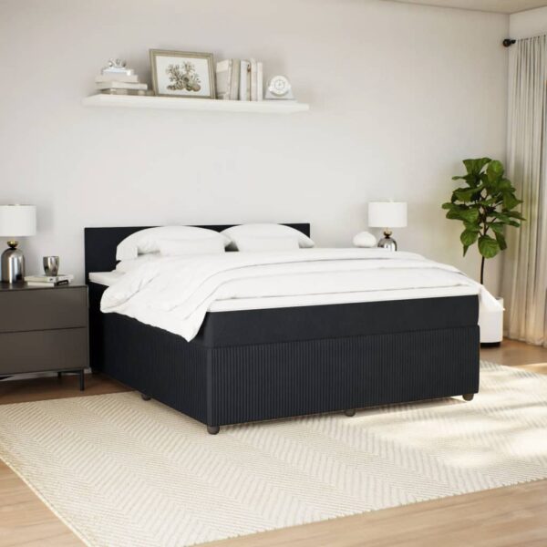 Cama com molas/colchão 180x200 cm veludo preto - Image 3
