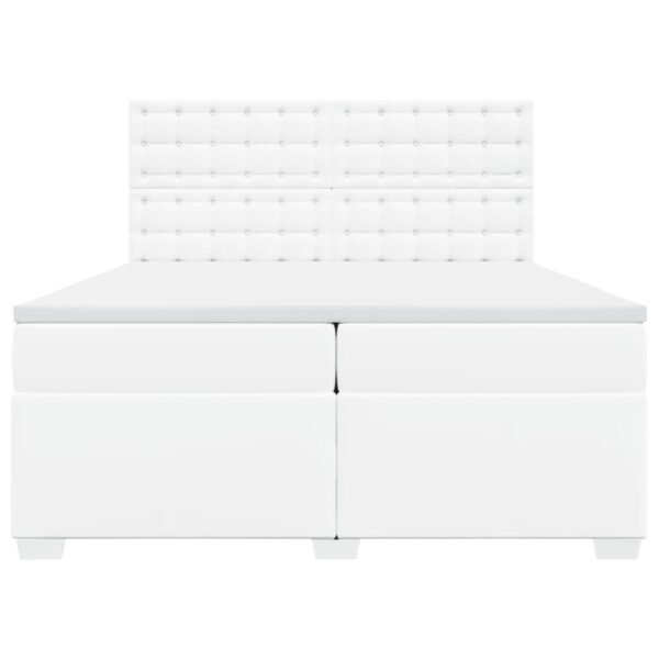 Cama com molas/colchão 200x200 cm couro artificial branco - Image 3