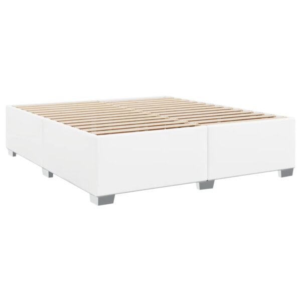 Cama com molas/colchão 200x200 cm couro artificial branco - Image 6