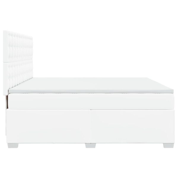Cama com molas/colchão 200x200 cm couro artificial branco - Image 8
