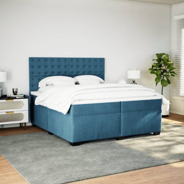 Cama com molas/colchão 200x200 cm veludo azul - Image 2