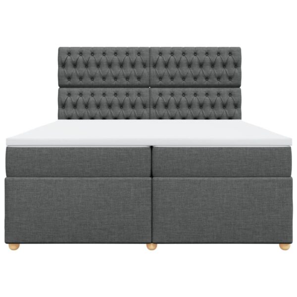 Cama com molas/colchão 200x200 cm tecido cinzento-escuro - Image 3