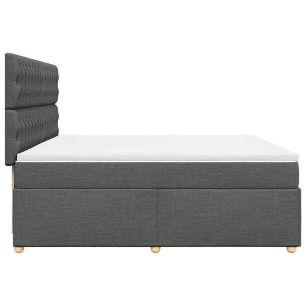 Cama com molas/colchão 200x200 cm tecido cinzento-escuro - Image 4