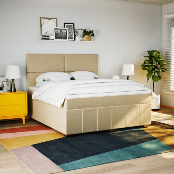 Cama com molas/colchão 180x200 cm tecido cor creme - Image 2