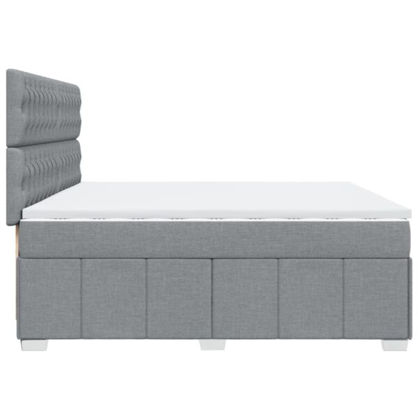 Cama com molas/colchão 200x200 cm tecido cinza-claro - Image 4