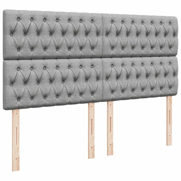 Cama com molas/colchão 200x200 cm tecido cinza-claro - Image 6