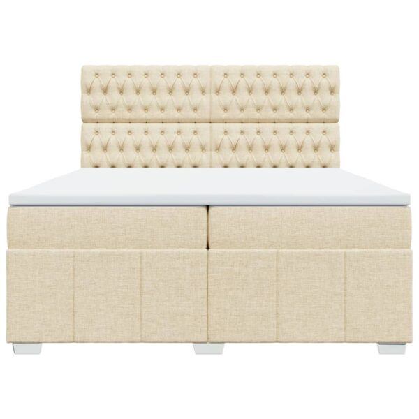 Cama com molas/colchão 200x200 cm tecido cor creme - Image 3