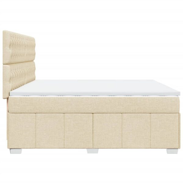 Cama com molas/colchão 200x200 cm tecido cor creme - Image 4