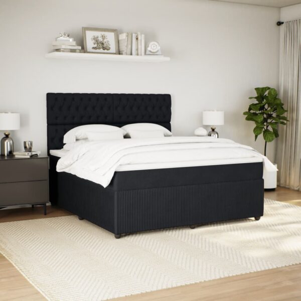 Cama com molas/colchão 180x200 cm veludo preto - Image 2